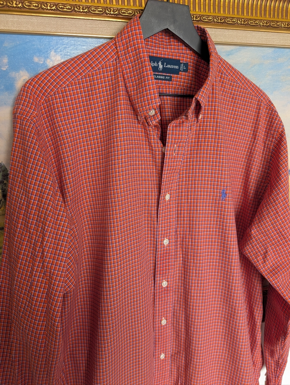 Ralph Lauren Classic Fit Orange Check Button-Down Shirt